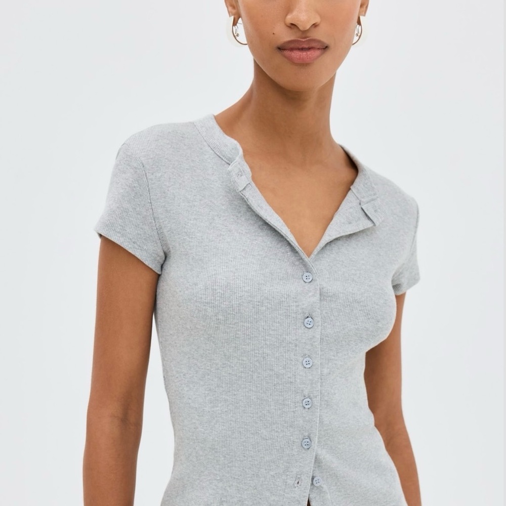 Reformation Raelynn Button Front Organic Cotton Knit Top in Sorbet (Size Small) - Picture 14 of 15